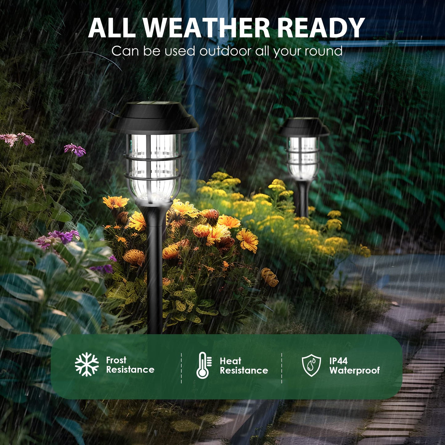 Solpex Solar Outdoor Path Lights, 8 Pack Cold White, Waterproof Landscape Lighting For Garden, Yard, Patio, Model 8348-X