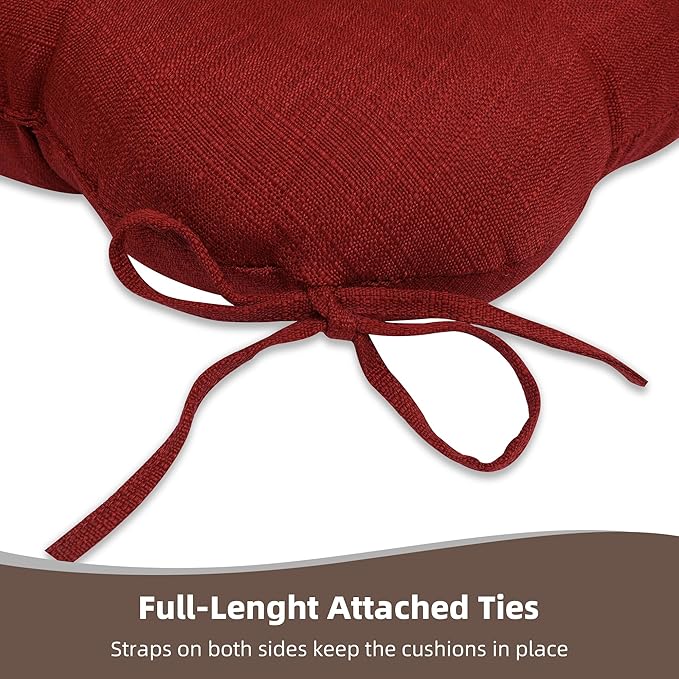 RACE LEAF Patio Chair Cushions 19x19 4 Pack, Thickened Outdoor Seat Cushions Water Resistant Stain Resistant Non-Slip Ties (Red)