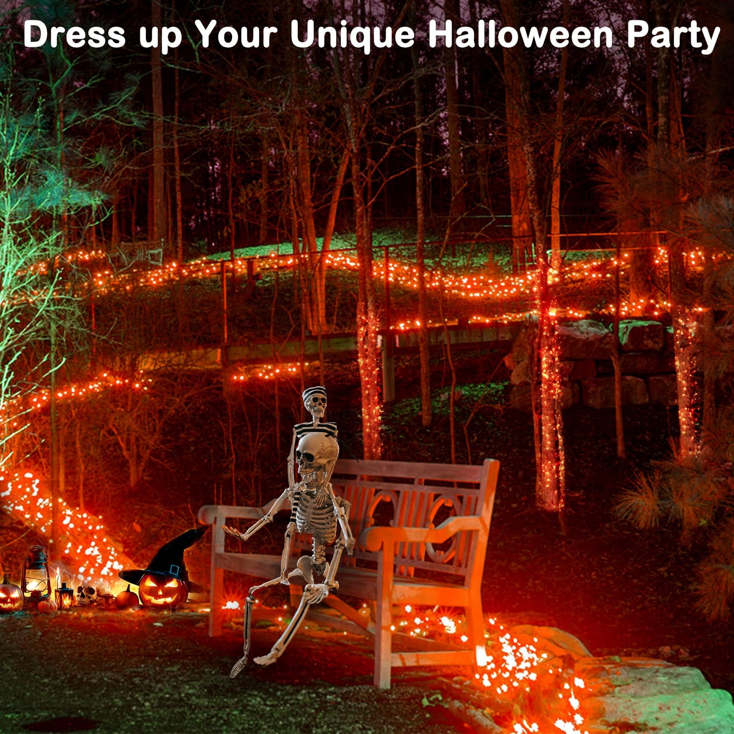 Blctec Halloween Lights Indoor Outdoor 300 Led 108Ft  Orange Halloween String Lights With 8 Modes  Ul Certified  Connectable Plug  Waterproof & Timer For Yard Porch Haunted House Holiday Decorations