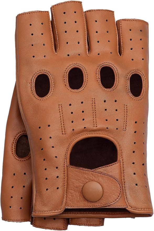 Riparo Fingerless Leather Gloves for Men - Driving, Motorcycle, Riding, Cosplay and Cycling