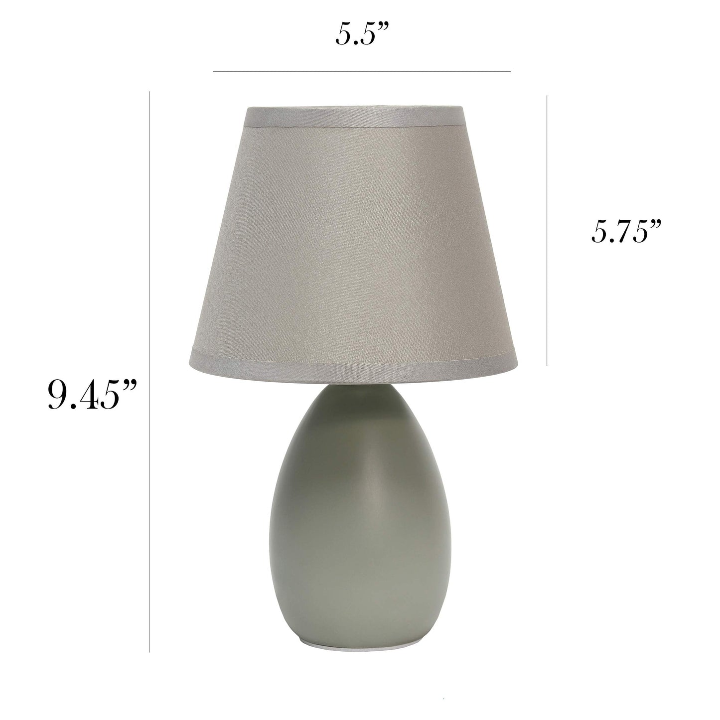 Simple Designs Lt2009-Gry Mini Egg Table Lamp, Gray Ceramic, No Bulb