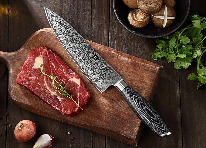 XINZUO 5-Piece Kitchen Knife,Super Sharp Damascus Steel Professional Chef Knife Set with Pakkawood Handle, Gift Box