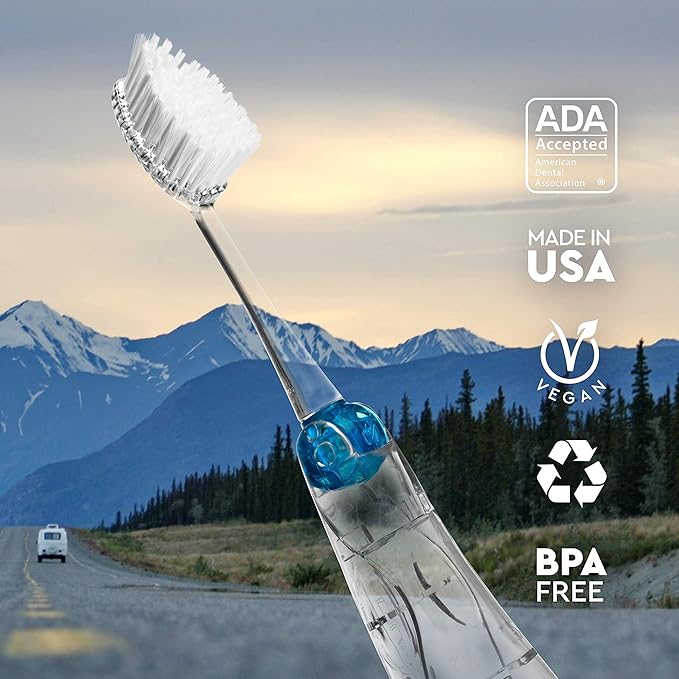 RADIUS Tour Travel Brush & Case with Replaceable Brush Head ADA Accepted Toothbrush Improve Gum Health - Assorted Colors - Pack of 6