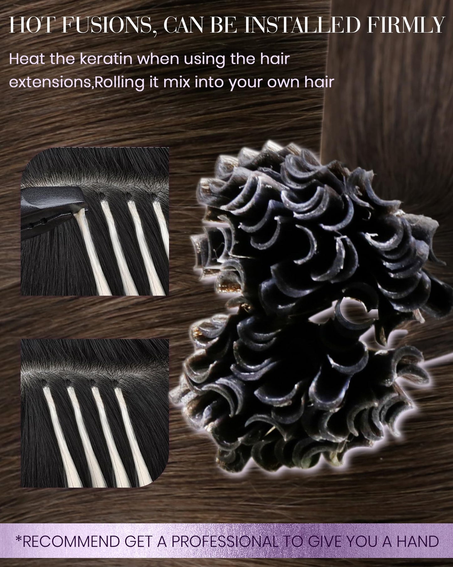 LaaVoo U Tip Hair Extensions Human Hair Brown K Tip Hair Extensions Real Human Hair Medium Brown Ktip Human Hair Extensions 22 I