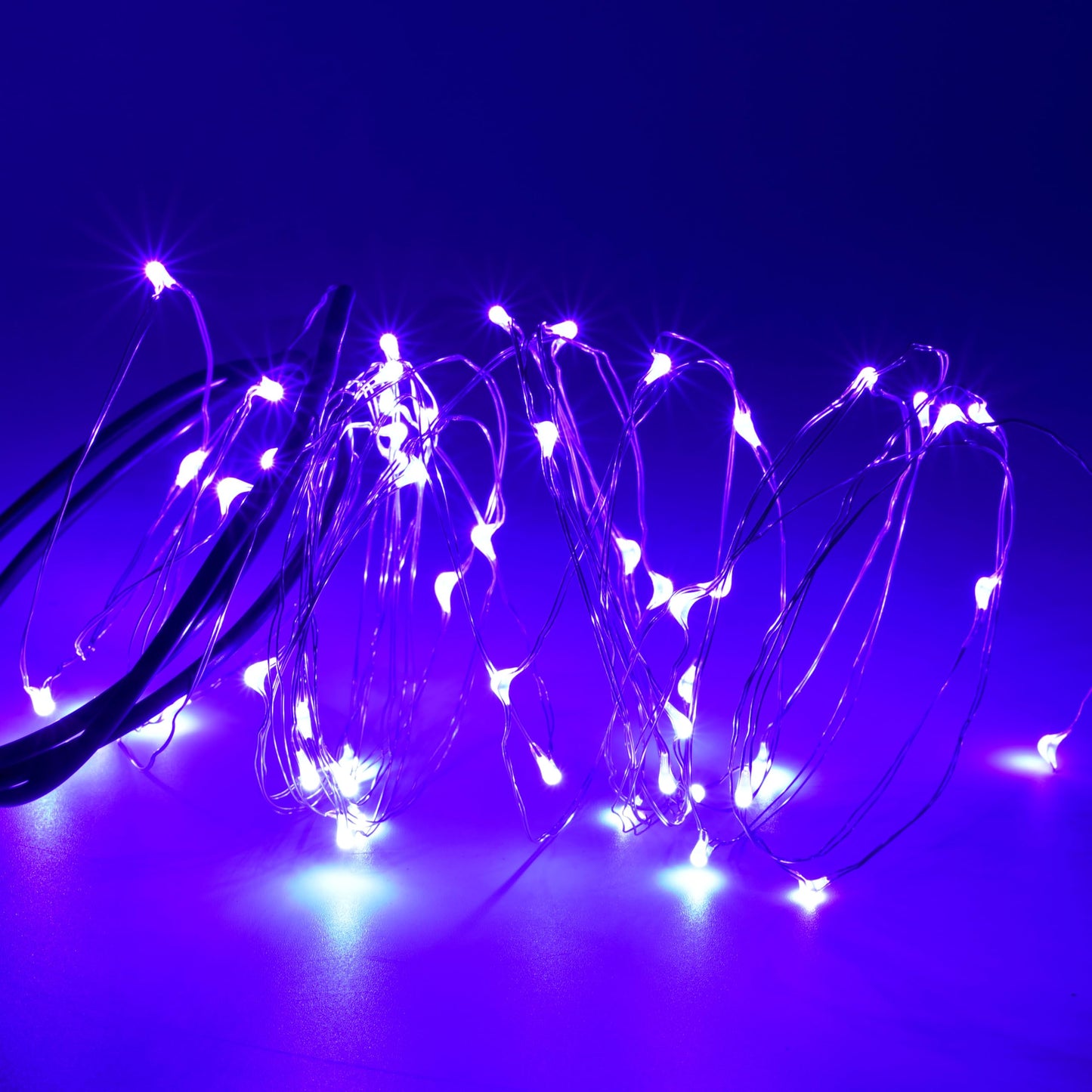 Karlling Usb Plug In Led Fairy Lights 2 Packs Of 50 Led Bulbs 16 Ft Silver Wire Waterproof Starry String Lights For Bedroom Patio Garden Party Wedding Commercial Lighting (Purple)