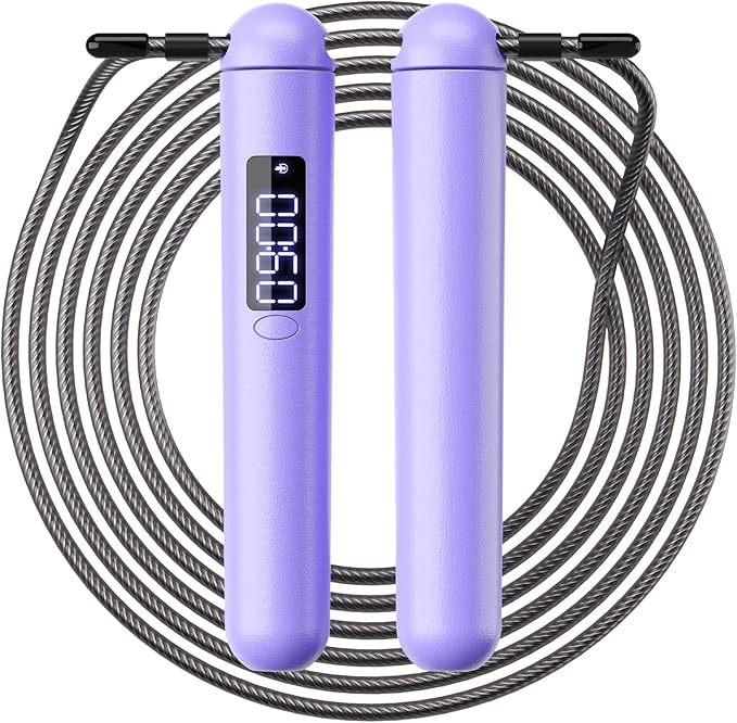 ACHDOFITS Smart Jump Rope with Counter - Adjustable High Speed Skipping Rope for Adults, LED Display with 4 Modes, Calorie...