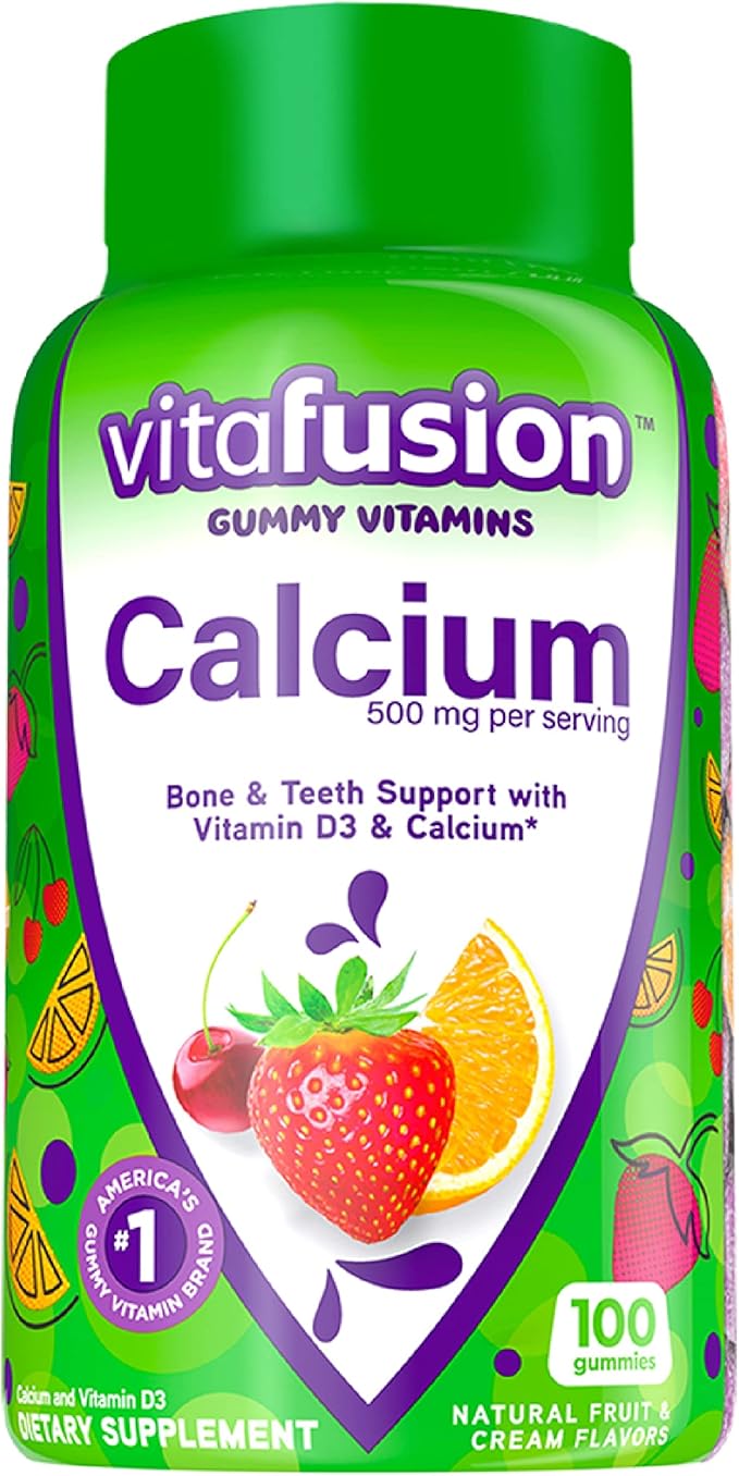 Vitafusion Chewable Calcium Gummy Vitamins for Bone and Teeth Support & Power C Vitamin C Gummies for Immune Support
