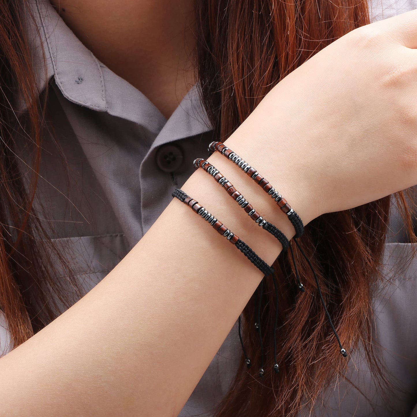 JoycuFF Soul Sister Best Friend Bracelets Morse Code Bracelets Gift for Men Women Birthday Christmas Gifts Cord Wrap Wood Beads