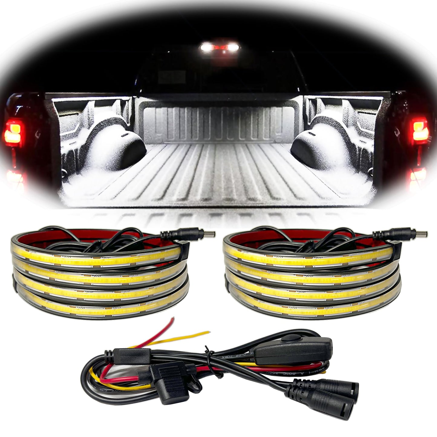 Canria Led Truck Bed Lights  60 Inches  2 Pack  Cob 1584 Leds  White 6500K 12V  30W  Ip67  With Switch  5A Fuse Holder  Easy Install  Ideal For Truck Cargo Lighting  Pickup Truck Suv Rv Boat