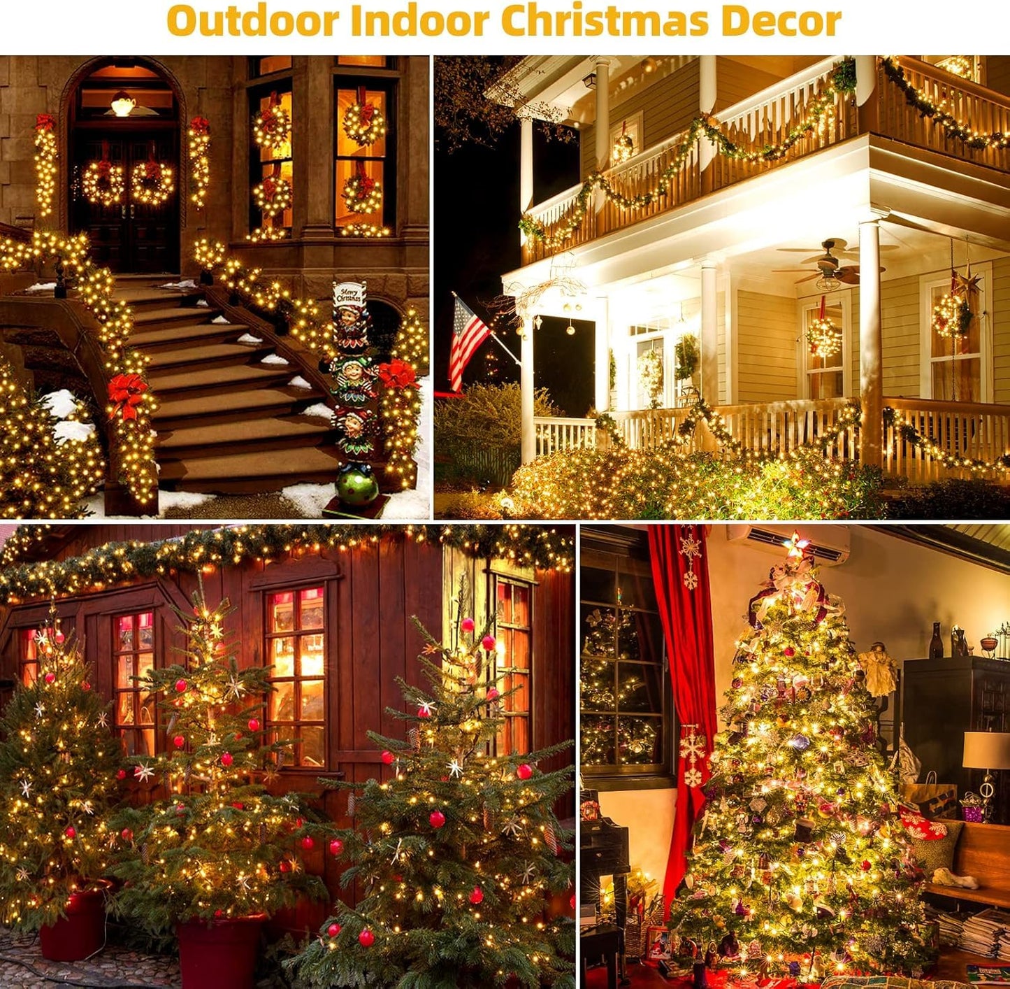 Tcamp 66Ft 200 Led Solar Christmas Lights Outdoor Waterproof  8 Modes Solar Powered Fairy String Lights For Christmas Tree Wedding Party Holiday Outdoor Indoor Decor (Warm White)