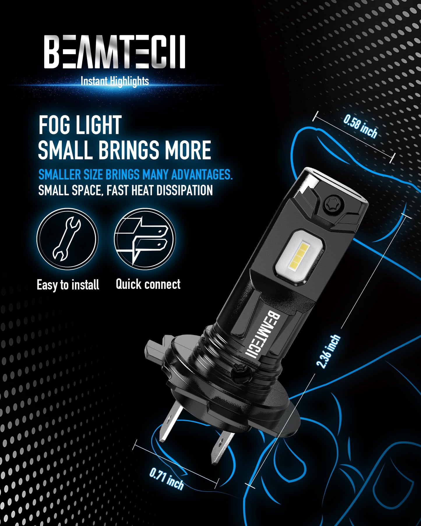 Beamtech H7 Fog Bulb  Fog Light Pack Of 2 Fog Light For Atvs  Powersports Accessory Lights