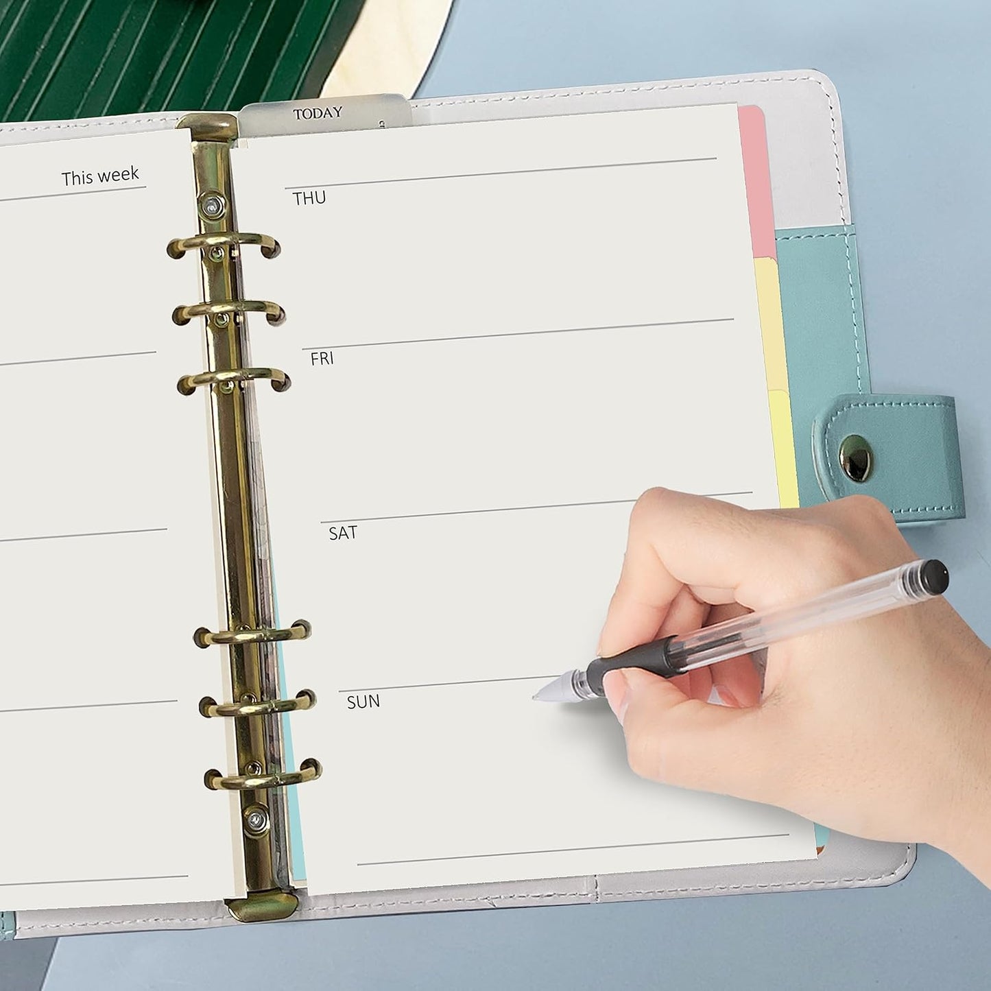 Harphia A5 6 Holes Binder Refill Value Set,90sheets weekly plan paper with sticker and divider,week planner inserts with binder pockets for A5 binder 6 hole refillable notebook,005da5week