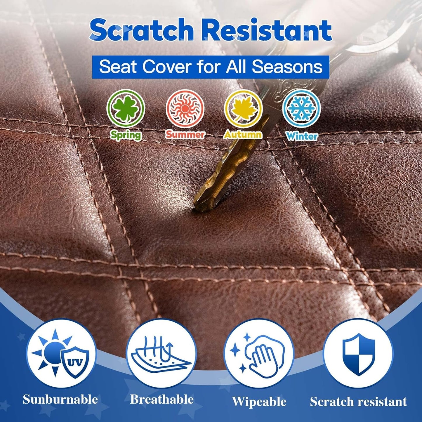 NOKINS Golf Cart Vinyl Diamond Seat Covers kit, Fit Club Car Precedent/Tempo/Onward Premium Front Seat Cushion, Soft/Scratch-Resistant/No Stapler Needed