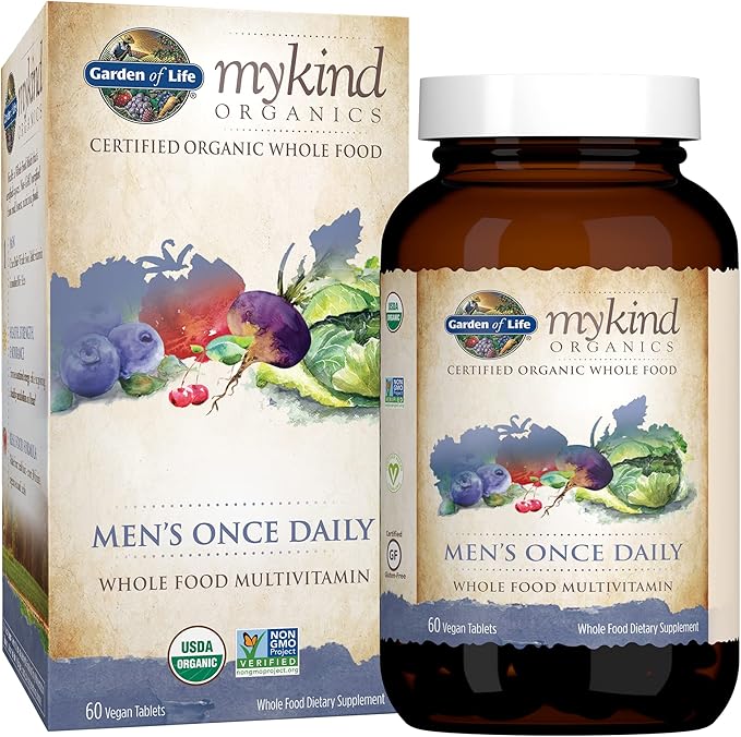Garden of Life Dr Formulated Once Daily 3-in-1 Complete Prebiotics, Postbiotics & Probiotics & Organics Multivitamin for Men - Men's Once Daily Whole Food Vitamin Supplement Tablet