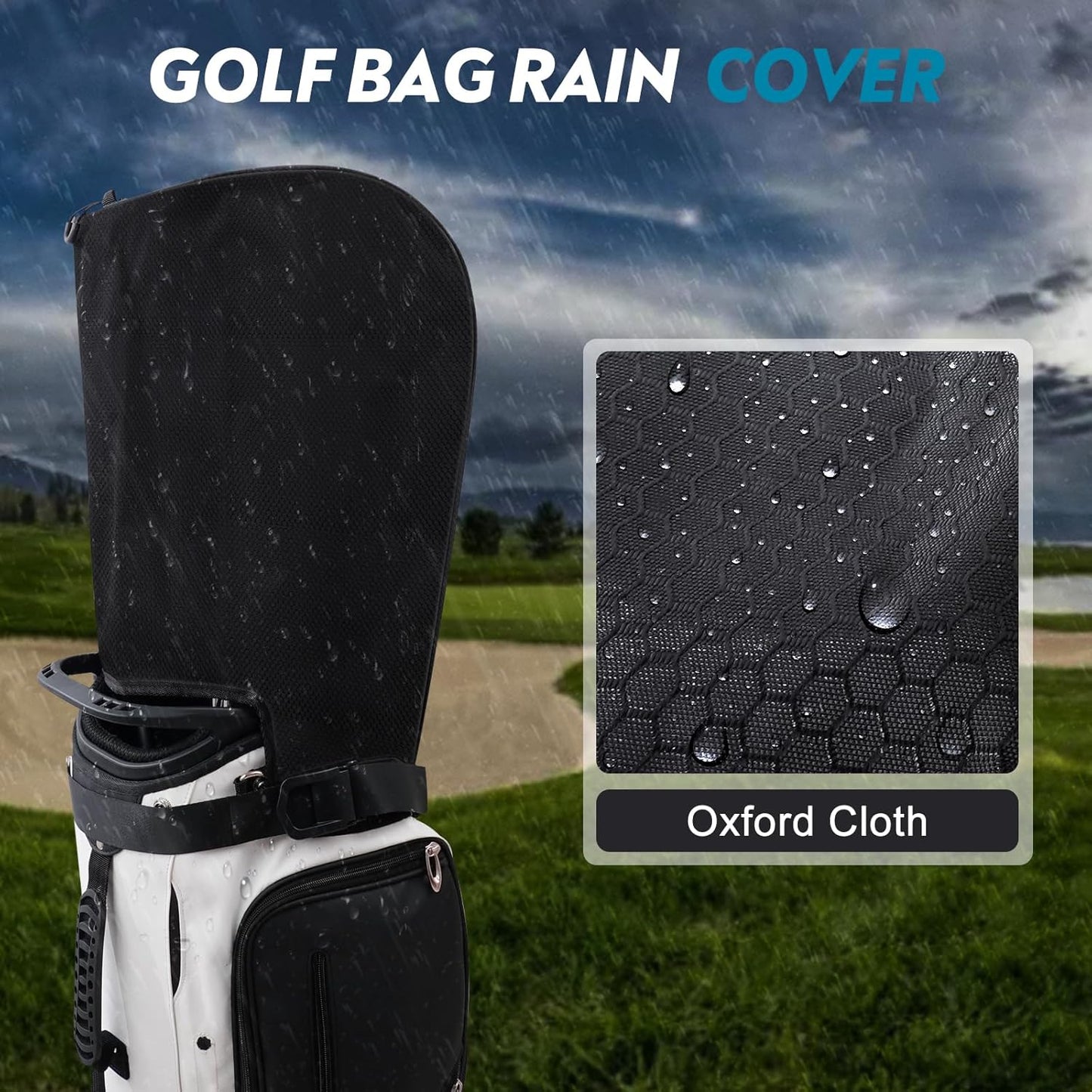 Golf Bag Rain Cover, Golf Club Protector, Waterproof Rain and Dust Covers, Easy Access Adjustable Golf Bag Rain Hood Cover, Anti Sunburn,Garage Storage