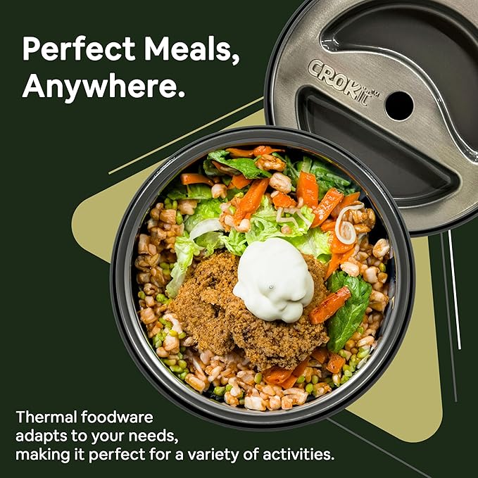 Extra Large Insulated Food Bowl – Premium Stainless Steel Thermal Bowl for Hot & Cold Meals – Leak-Proof, Portable, and Durable Hot Insulated Food Container for Full Meals On-the-Go - 7.75" x 3.3"