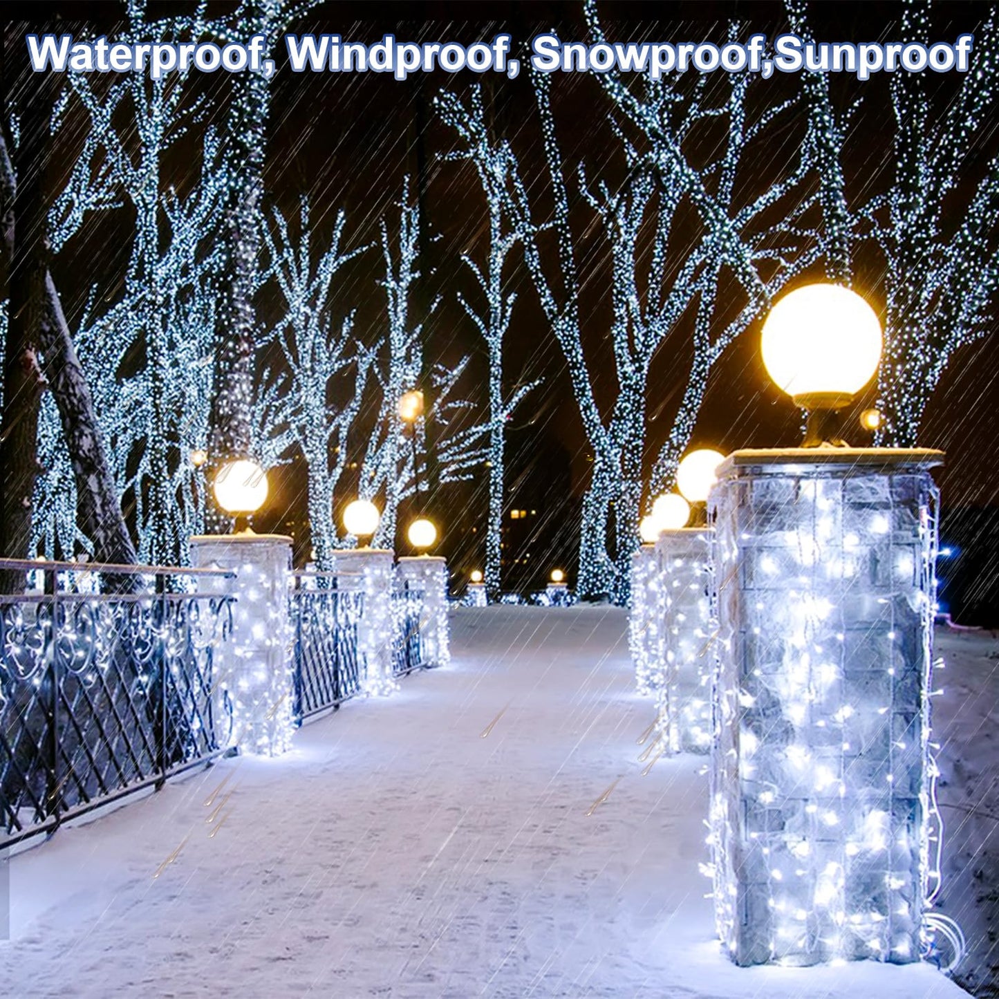 200 Ft 500 Led Christmas Lights Outdoor Decorations Super Long Fairy Lights Waterproof 8 Modes Timer Clear Wire String Lights For Outside House Tree Patio Yard Wedding Party Holiday-Cool White