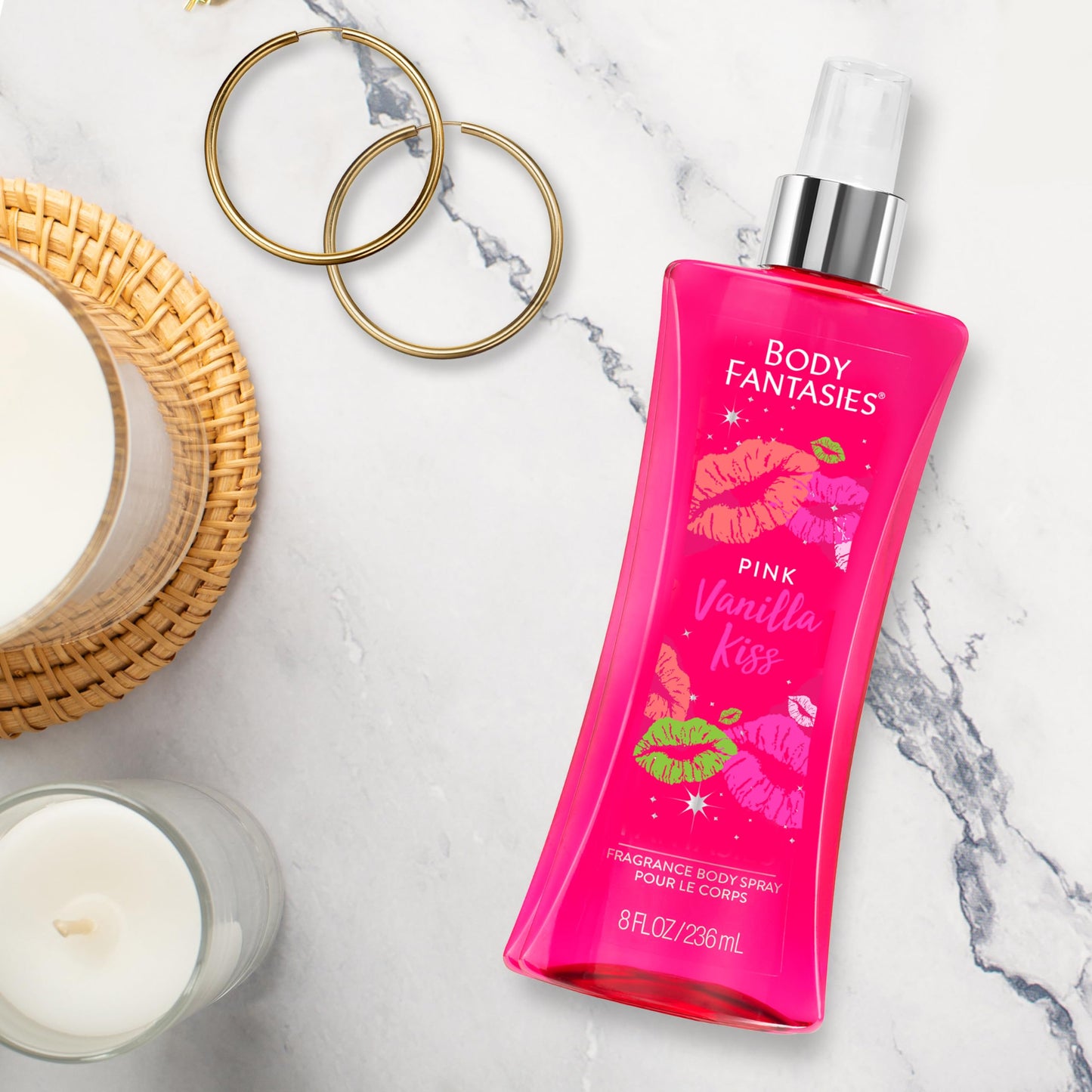 BODY FANTASIES SIGNATURE Fragrance Body Spray, Pink Vanilla Kiss Fantasy, 8 Fluid Ounce (BF44) (Pack of 2)