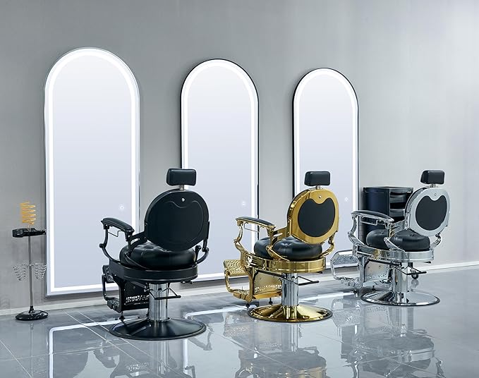 Professional Adjustable Vintage Barber Chair for Hairdressers Heavy Tattoo Shampoo Beauty Salon Equipment(Golden)