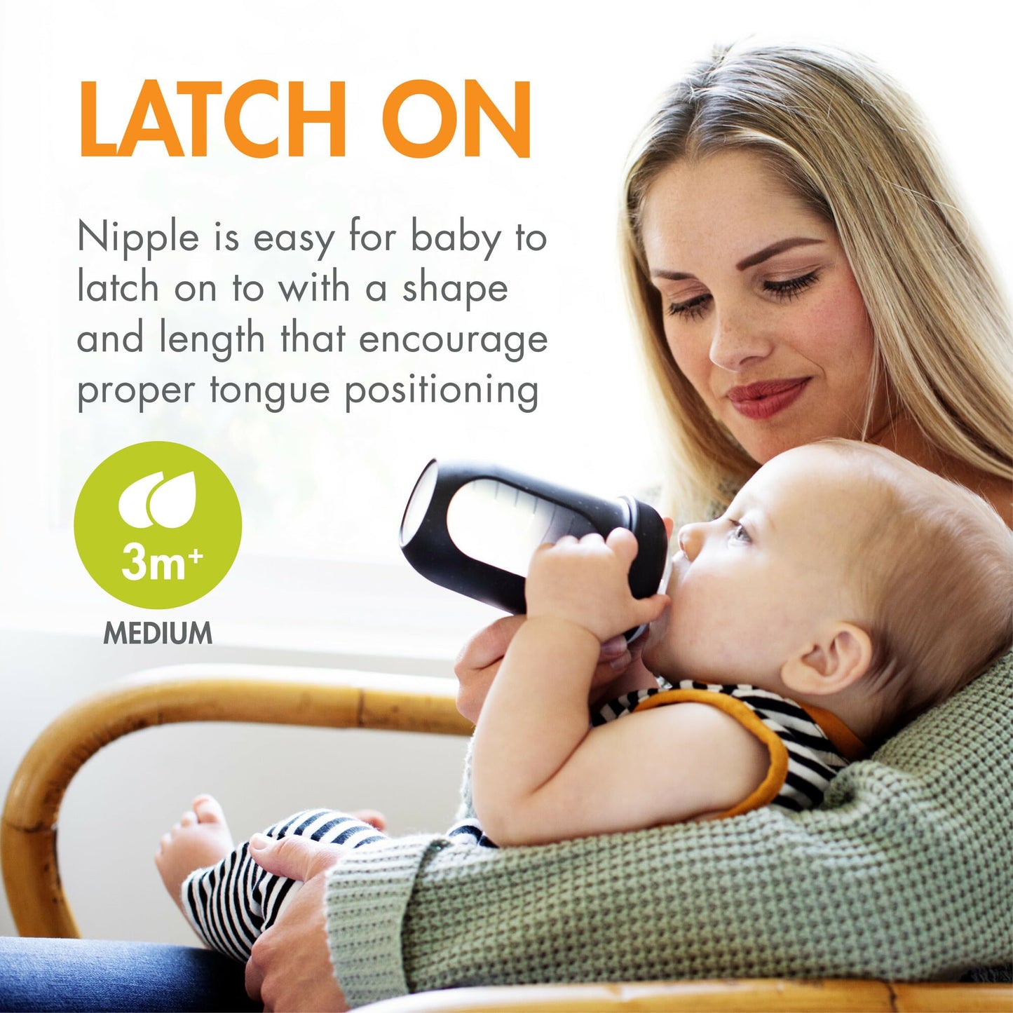 Boon Nursh Reusable Silicone Pouch Baby Bottles - Medium Flow Nipple - Silicone Baby Bottle Pouch and Nipple - Baby Feeding Essentials - Speckle - 3-6 Months - 4 Count - 8 Ounce