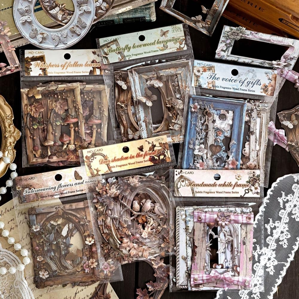 Vintage Photo Frame Scrapbook Cardstock Paper for Junk Journal Collage Card Making Embellishment Retro Art DIY Crafts Decoration (AXMK-S6)