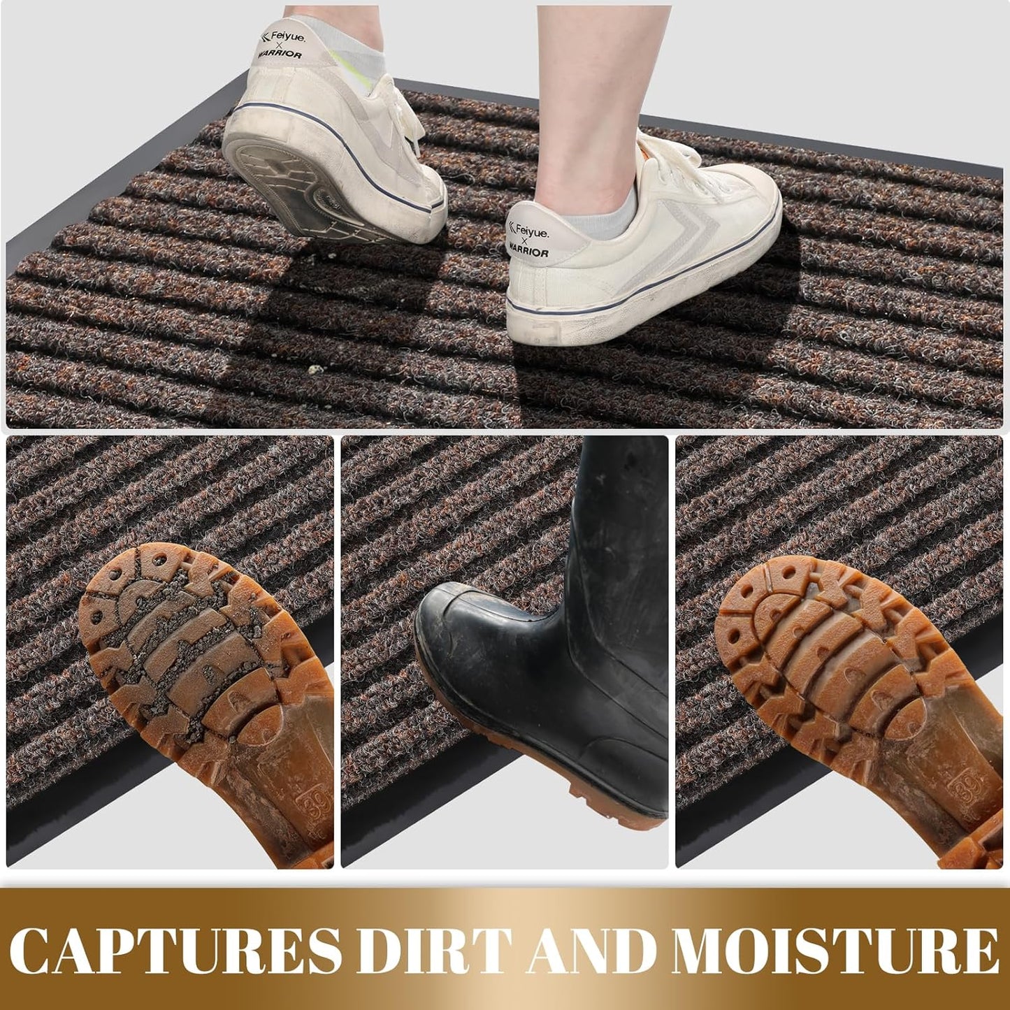 Yimobra Front Door Mat Outdoor Indoor Entrance, 100% Waterproof All-Season All Weather Doormat, Welcome Matt Outside Entry, Non Slip, Low Profile, Heavy Duty Patio Porch Floor Mats,36 x 17