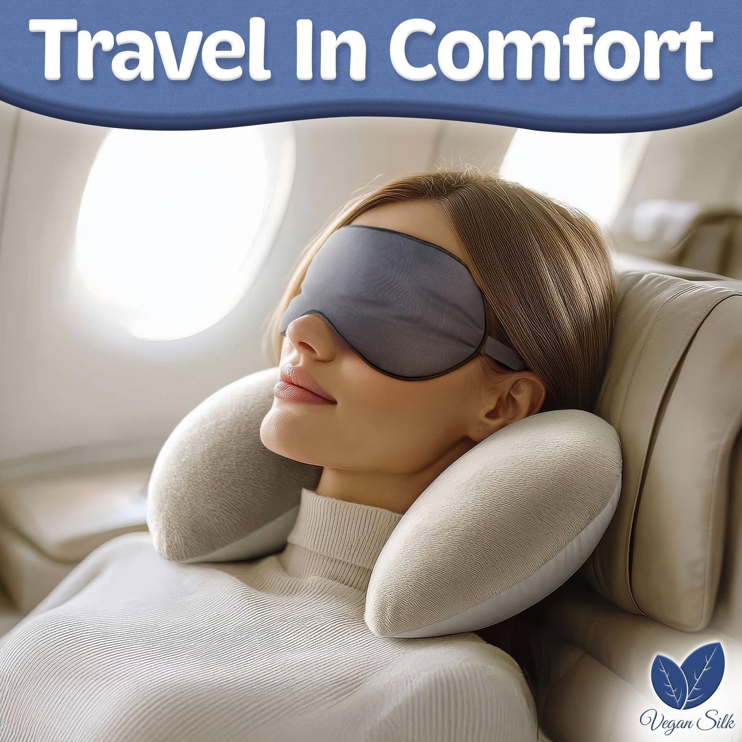 Vegan Silk - Sleep Mask - Navy Gray, 100% Viscose Derived from Bamboo - Lightweight Eye Mask with Adjustable Strap - Blackout Sleeping Blindfold for Women & Men - Comfortable Light Blocking Eye Cover