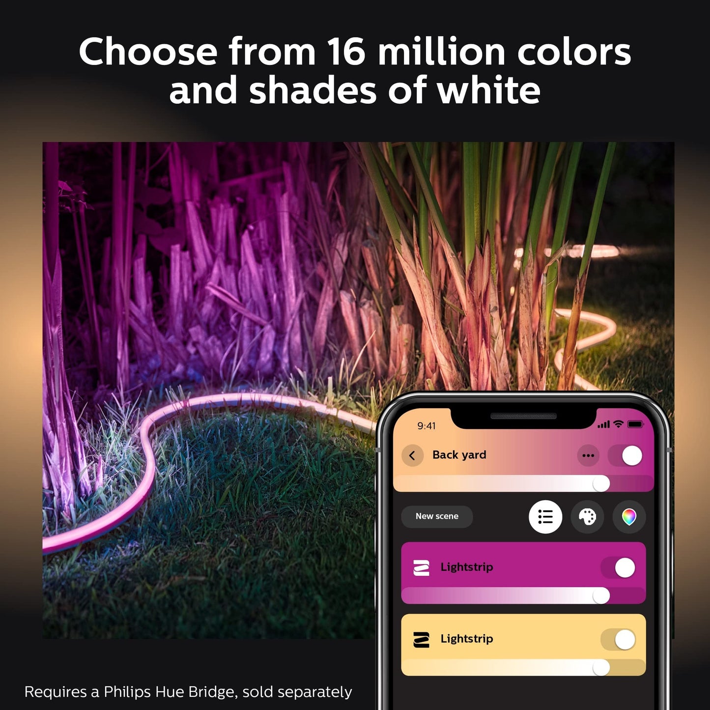 Philips Hue Outdoor Smart LED Light Strip 16-Foot (2 Pack) Multicolor Weatherproof R555912-2