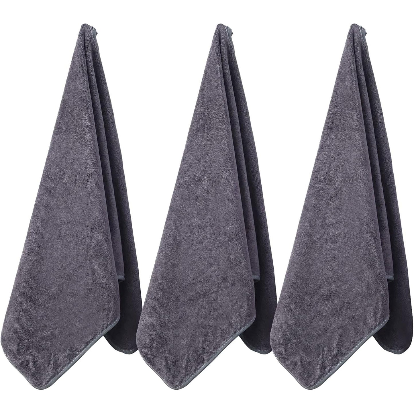 Wuwahold Microfiber Gym Towels Bigger Size Super Soft for Exercise Fitness, Sports, Workout, 380-GSM 15-Inch x 31-Inch Quick-Drying Towels (3 Pack, Pure Grey)
