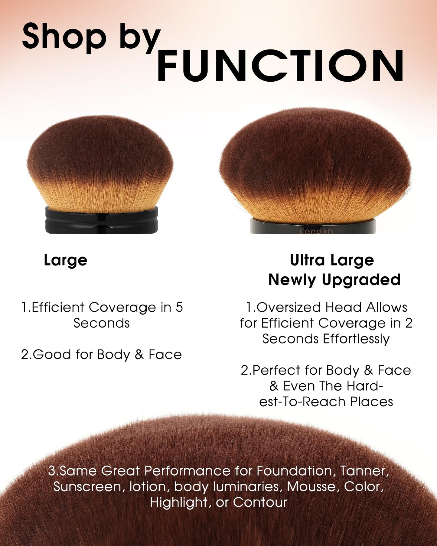 Ultra Large Body Makeup Brush For Self Tanner, Self Tan Back Applicator, Kabuki Brush For Bronzers Blend Self Tanning Applicator