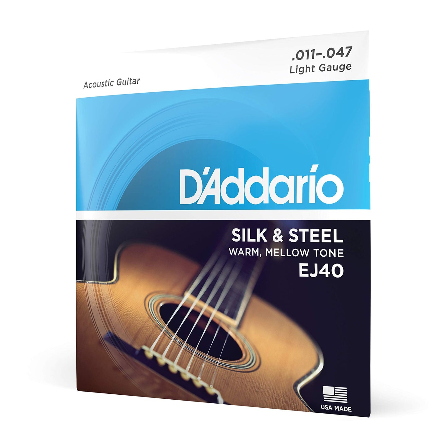 Daddario Silk & Steel Acoustic Guitar Strings - Ej40-6 String - Warm, Mellow Tone - Light, 11-47
