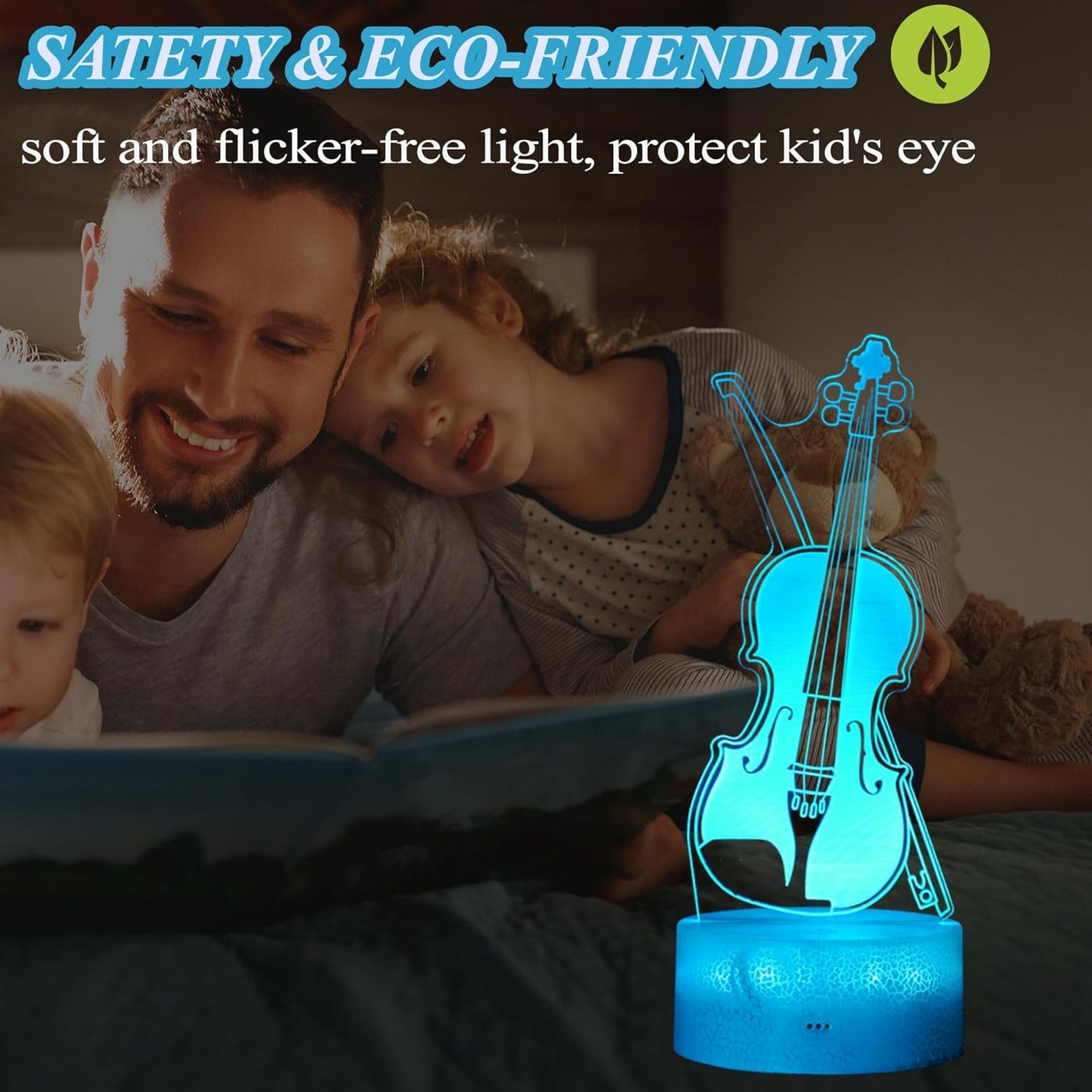 Violin Night Light, Violin Gifts, Cello 3D Illusion Lamp with 16 Colors Changing, Timer, 4 Flash Modes and Dimmable, Kids Boys Girls Room Decoration, Holiday Xmas Music Gifts