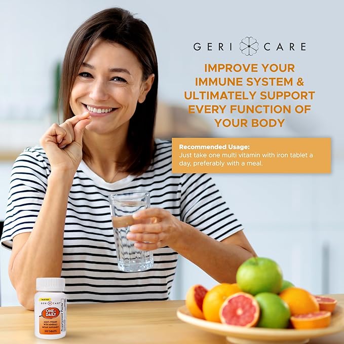 GeriCare One-Daily Multi-Vitamin & Minerals, Dietary Suplement Tablets (200 Count (Pack of 1))