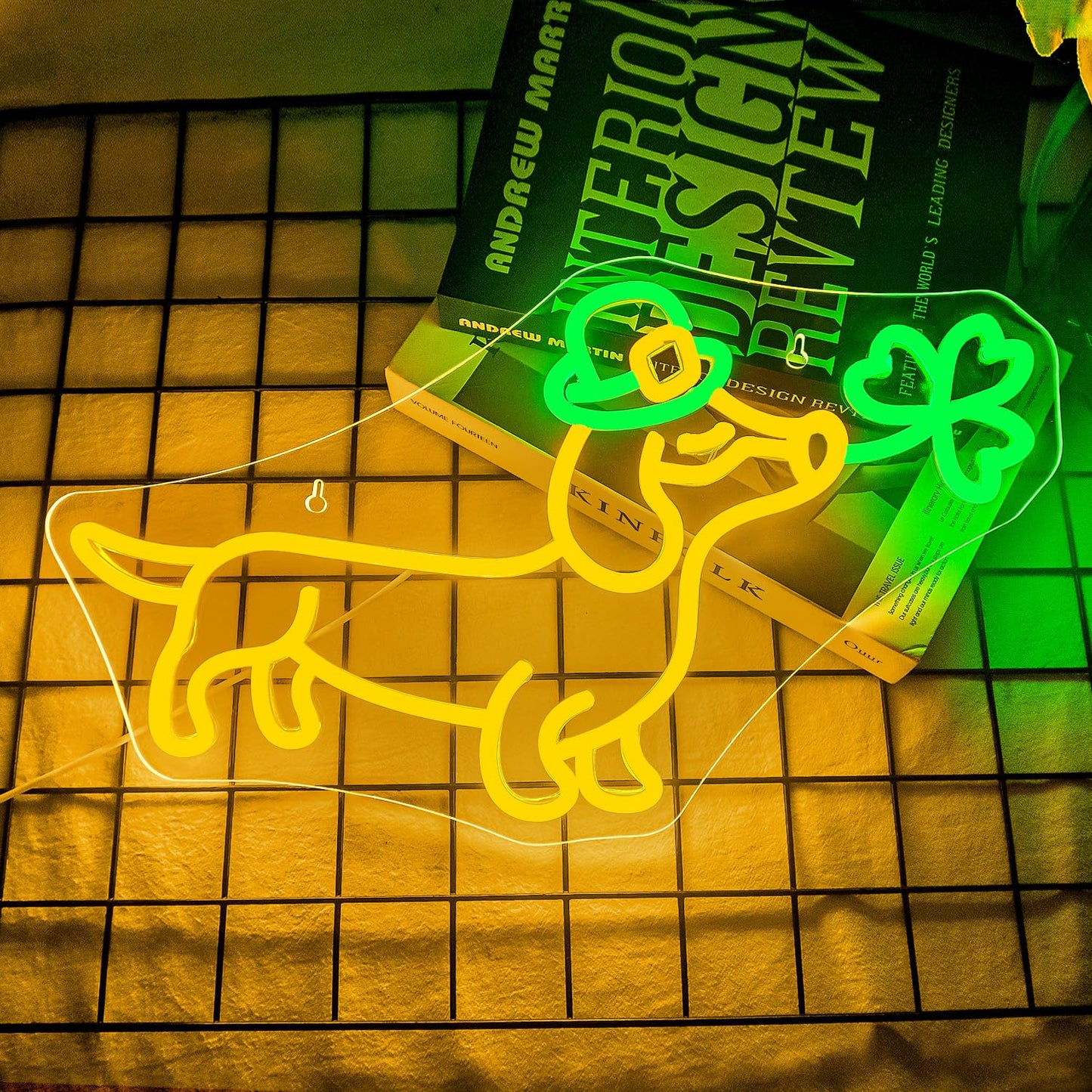 Looklight Shamrock Neon Lights Dog Sign Cute Dachshund With Hat Led Wall Decor  St Patricks Day Window Lights Puppy Sign For Coffee Bars  Birthday Gifts & Dog Lover Party Decorations