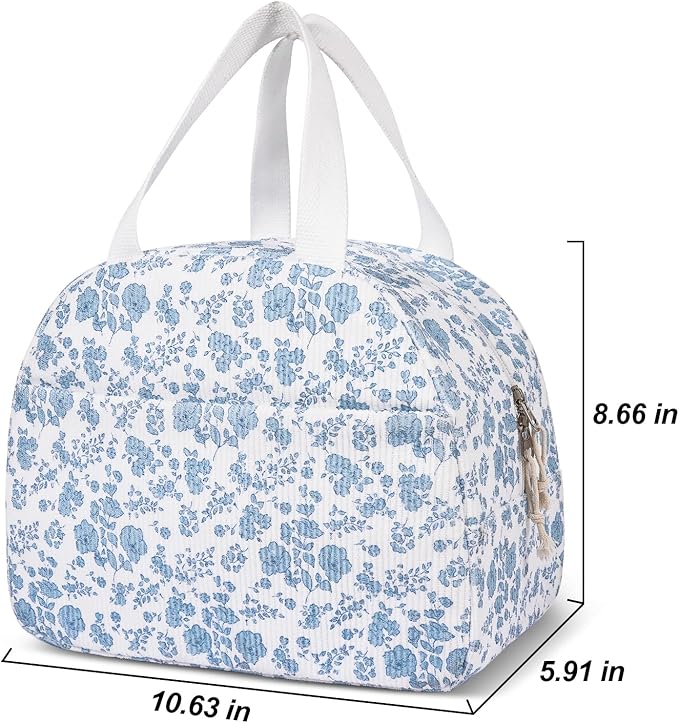 Lunch Box for Women,Cute Quilted Lunch Tote Bag,Reusable Insulated Lunch Box,Large Capacity Cooler Bag with Compartments for Work, Picnics or Travelling