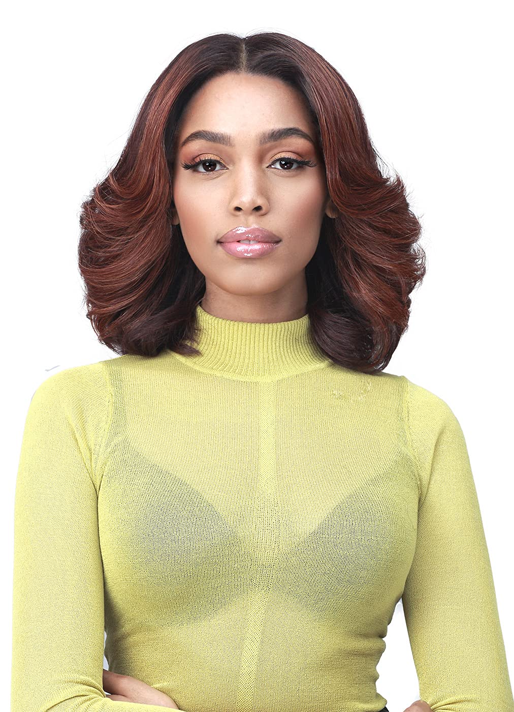 BOBBI BOSS 13X7 HD Lace Bob Curly Synthetic Wig - MLF602 NATALIA, Wavy Short Wigs with Baby Hairs, Glueless Lace Free Part Wig with High Heat Resistant Wigs (TFL60/GOLD)