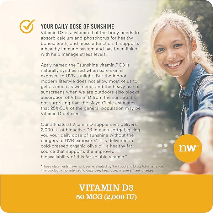 NatureWise Vitamin D3 2000iu (50 mcg) 1-Year Supply for Immune Support, Healthy Muscle Function, and Bone Health - Non-GMO, Gluten Free in Organic Extra Virgin Olive Oil, (Mini Softgel), 360 Count