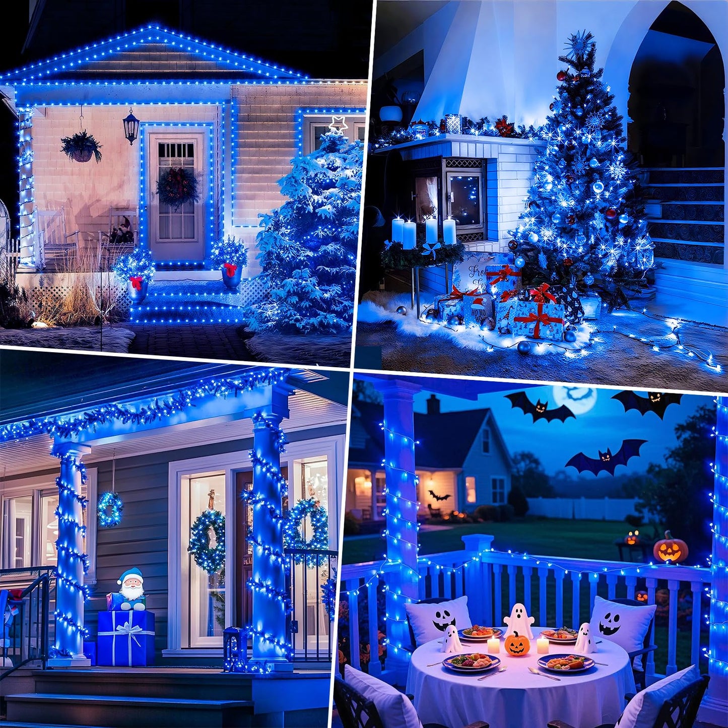 Decute Christmas String Lights Waterproof 300Led 105Ft Ul Certified With End-To-End Plug 8 Modes  Outdoor Indoor Starry Fairy Lights For Christmas Tree Patio Garden Wedding Party Decor Blue
