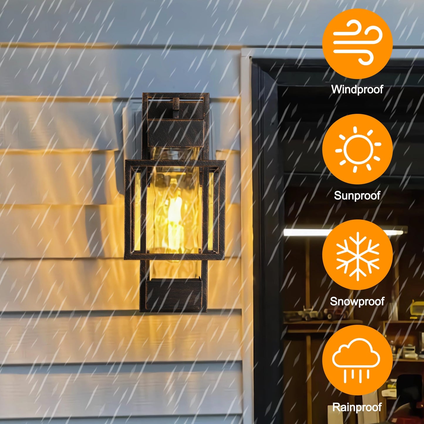 Partphoner Modern Outdoor Light Fixtures Dusk To Dawn Outdoor Lighting 2 Pack  15  Exterior Wall Sconce Waterproof Outside Porch Light For House With Water Glass Black Brushed Gold