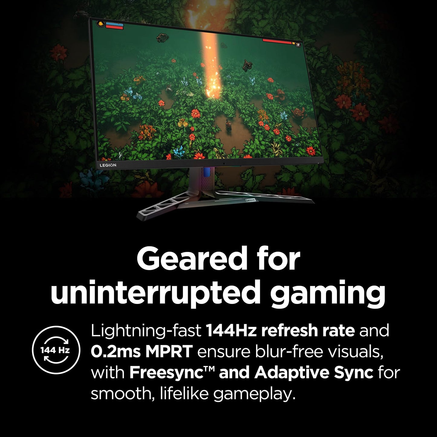 Lenovo Legion Y32p-30 Monitor - Gaming Monitor - 31.5" UHD IPS Display - 144Hz - DisplayHDR™ 400 - AMD FreeSync™ Premium - 0.2ms MPRT - Raven Black - NearEdgeless Design