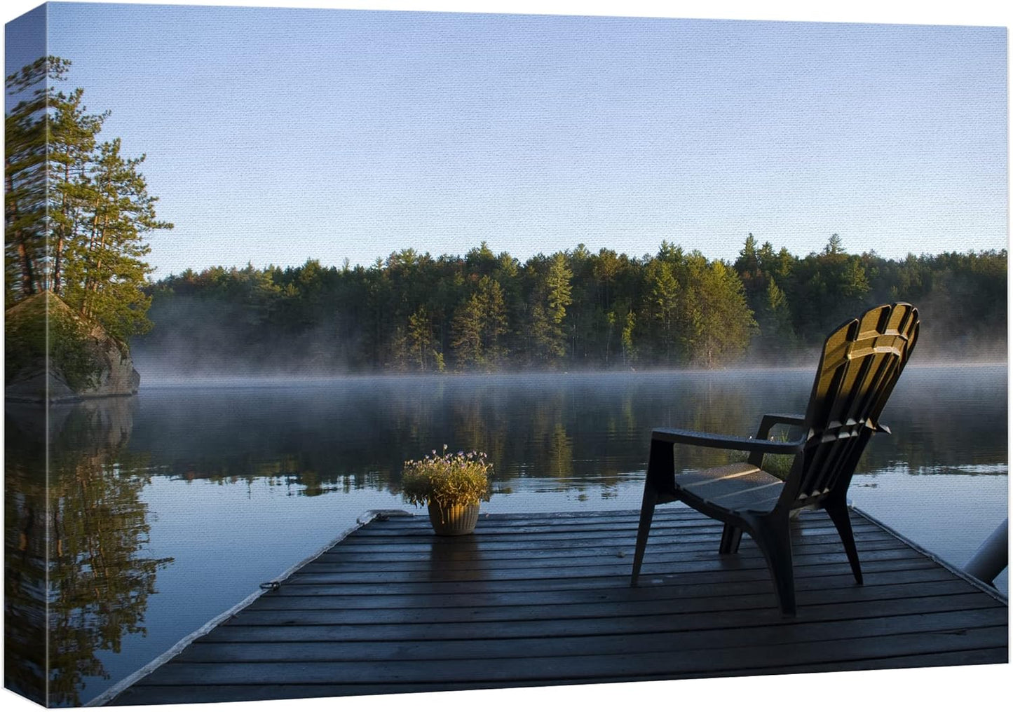 wall26 Canvas Print Wall Art View of The Lake at Dawn Nature Wilderness Photography Realism Rustic Scenic Relax/Calm Multicolor Zen Colorful for Living Room, Bedroom, Office - 12"x18"