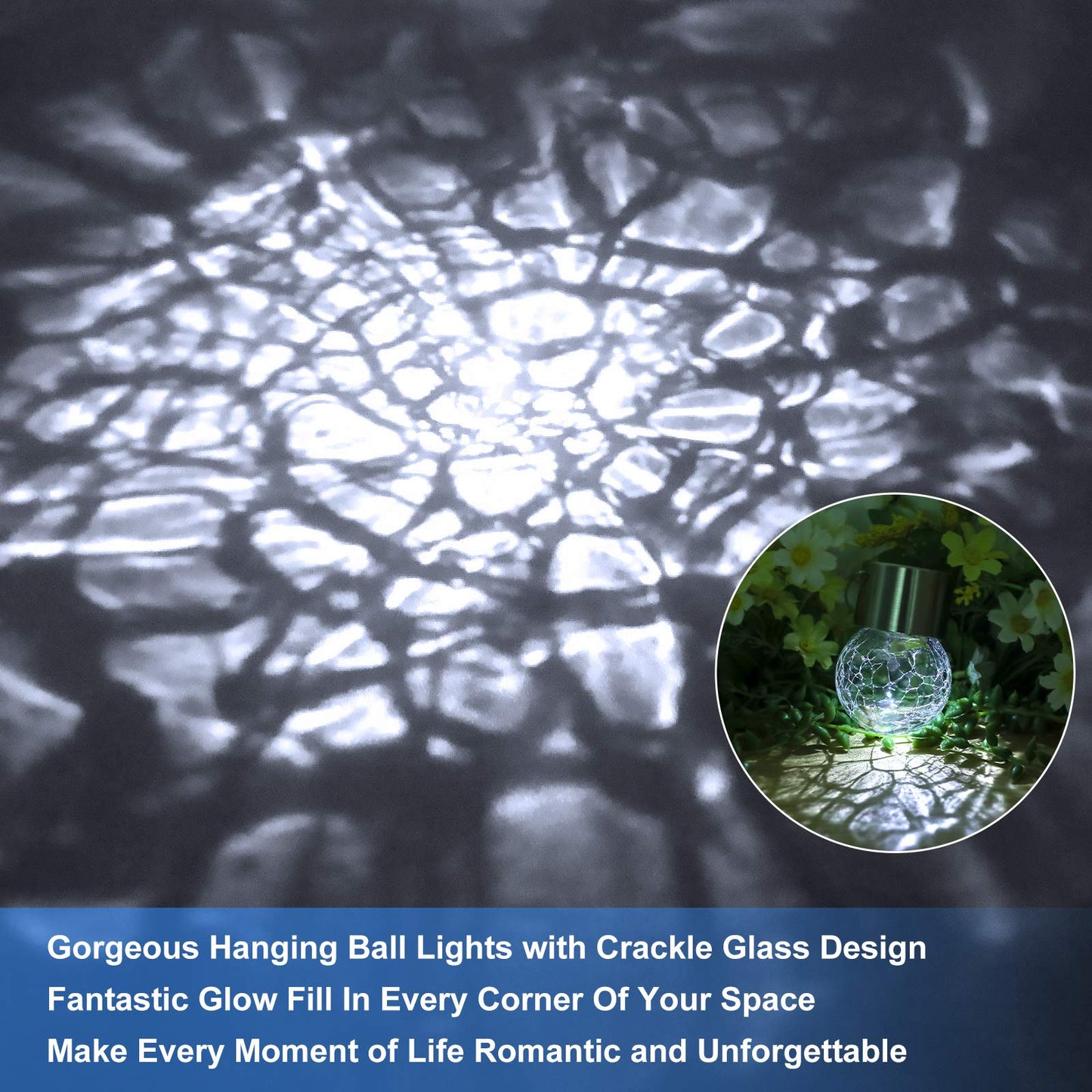 Bosceos 12Pack Solar Powered  le Glass Ball Lights, Waterproof, Daylight White, Model YGL-KE-03, for Garden, Balcony, and Patio