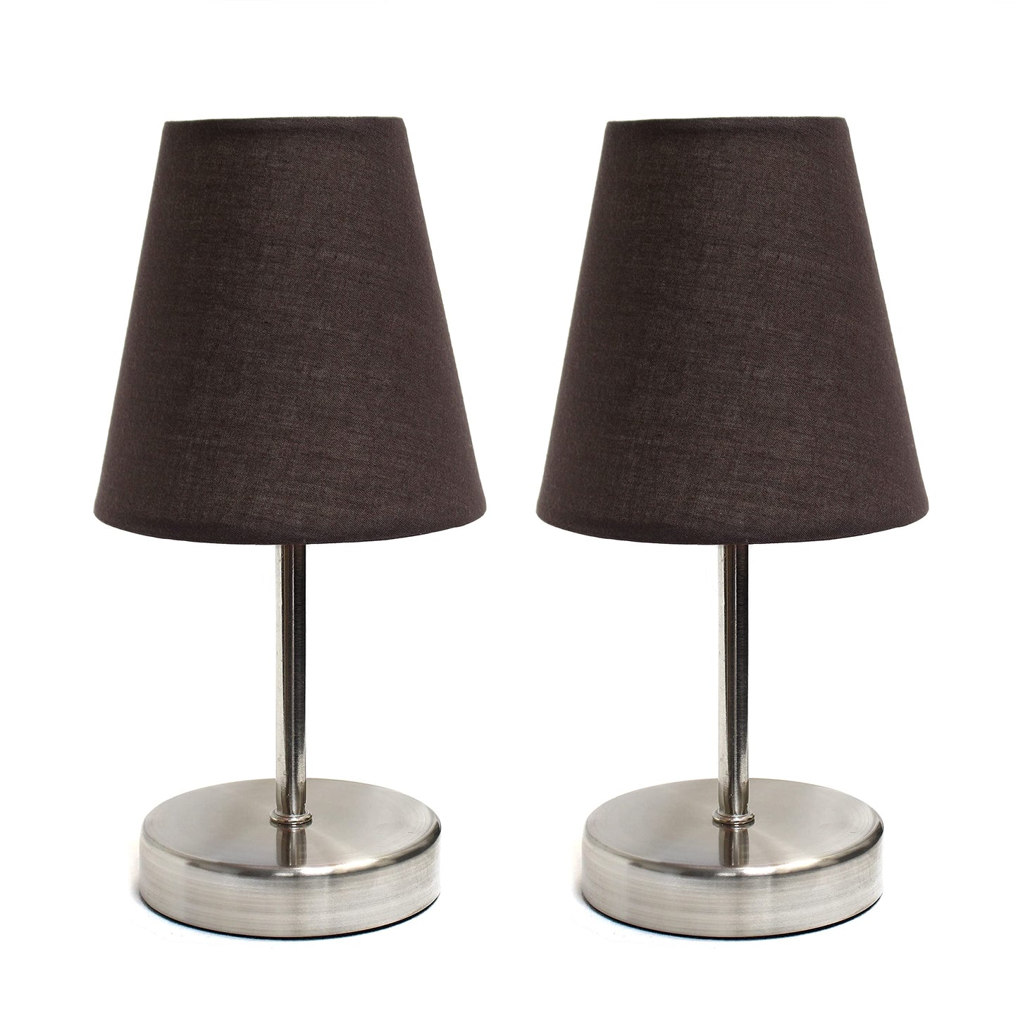 Simple Designs LT2013-BWN-2PK Mini Table Lamp Set, Fabric Shade, Espresso Brown, 4.92 x 4.92 x 10.63 Inches