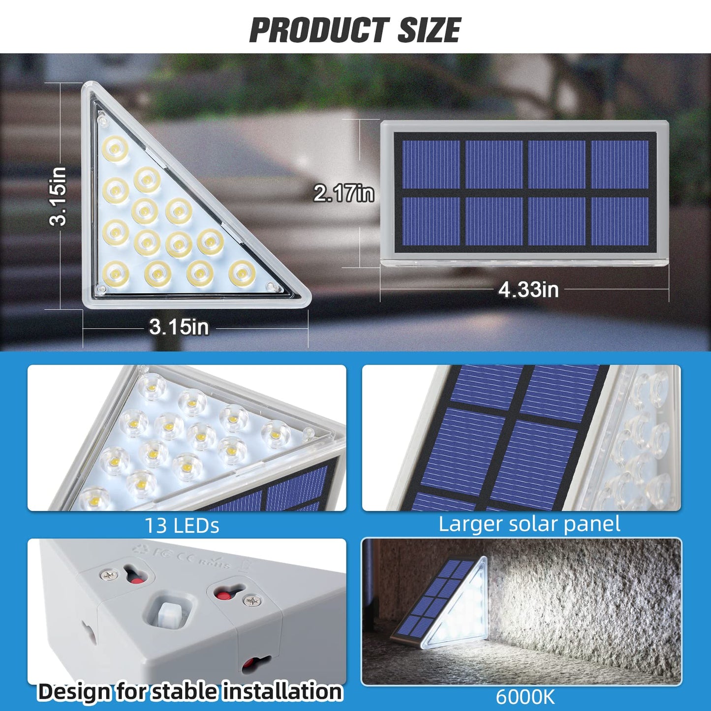 Niorsun Solar Step Lights - 12 Pack Cool White Waterproof Stair Lights, Ip67, Auto On/Off For Outdoor Patio, Yard, Deck Decor