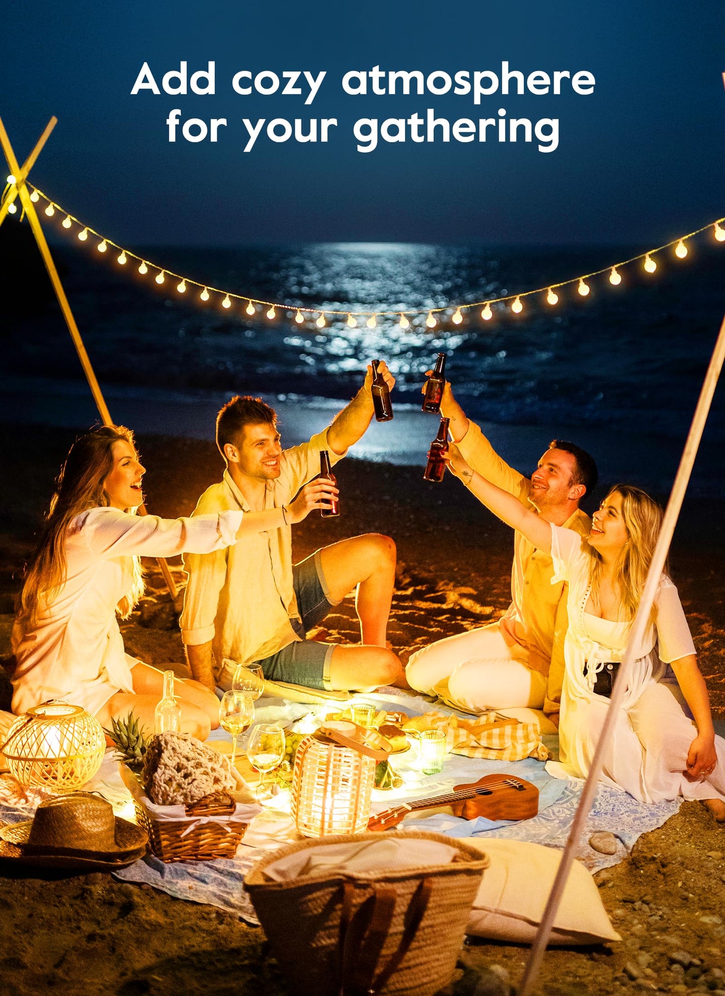 Brightown Solar String Lights, 200 LED Globe, 66Ft Total, Waterproof, 8 Modes, Warm White, Model Globe-ww-100d-2PC, 2 Packs