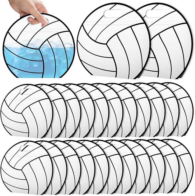 AKAIXI 24pcs Volleyball Gift Bags with Handles Reusable Sealed Snack Bags, Stand-up Bottom Treat Bags for Volleyball Coach...
