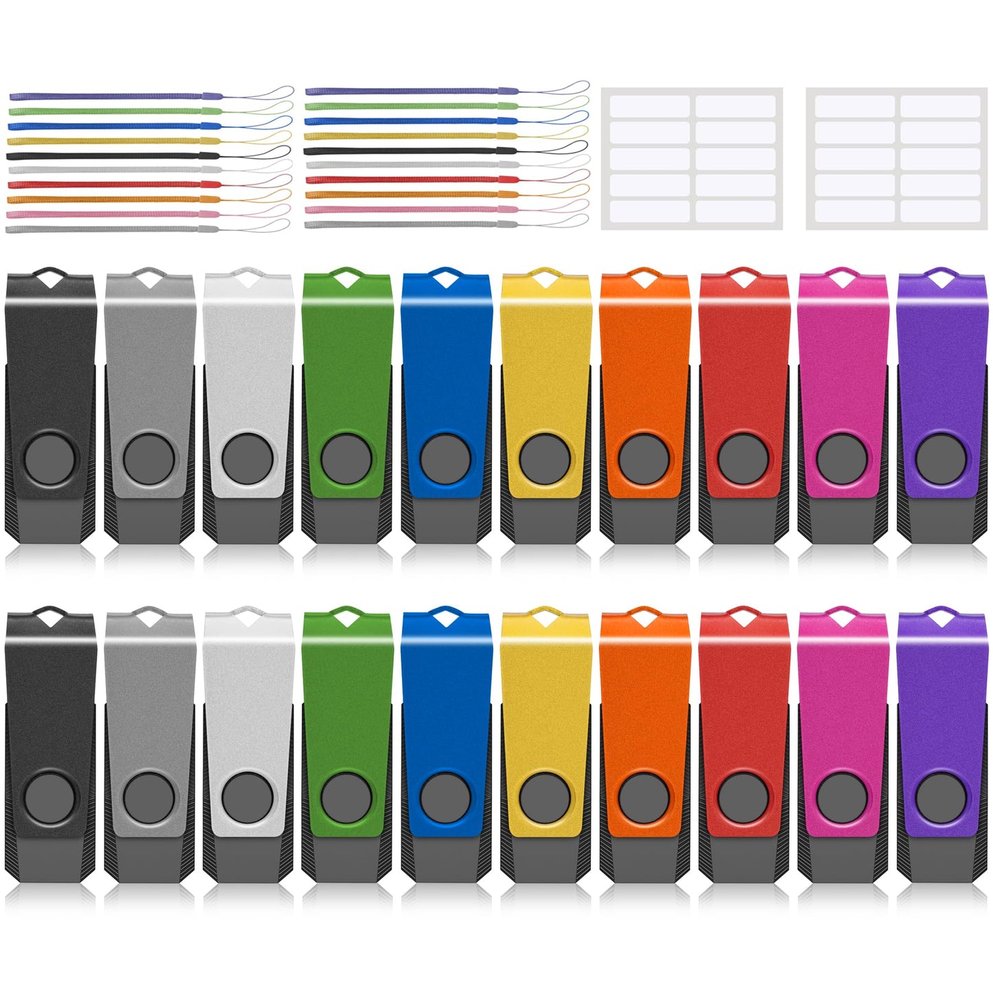 Thumb Drive Agecash Bulk 20Pack 128Mb Usb Flash Drive, Usb 2.0 Flash Drive Pack Of 20, Swivel Pen Drive Usb Memory Stick Memoria