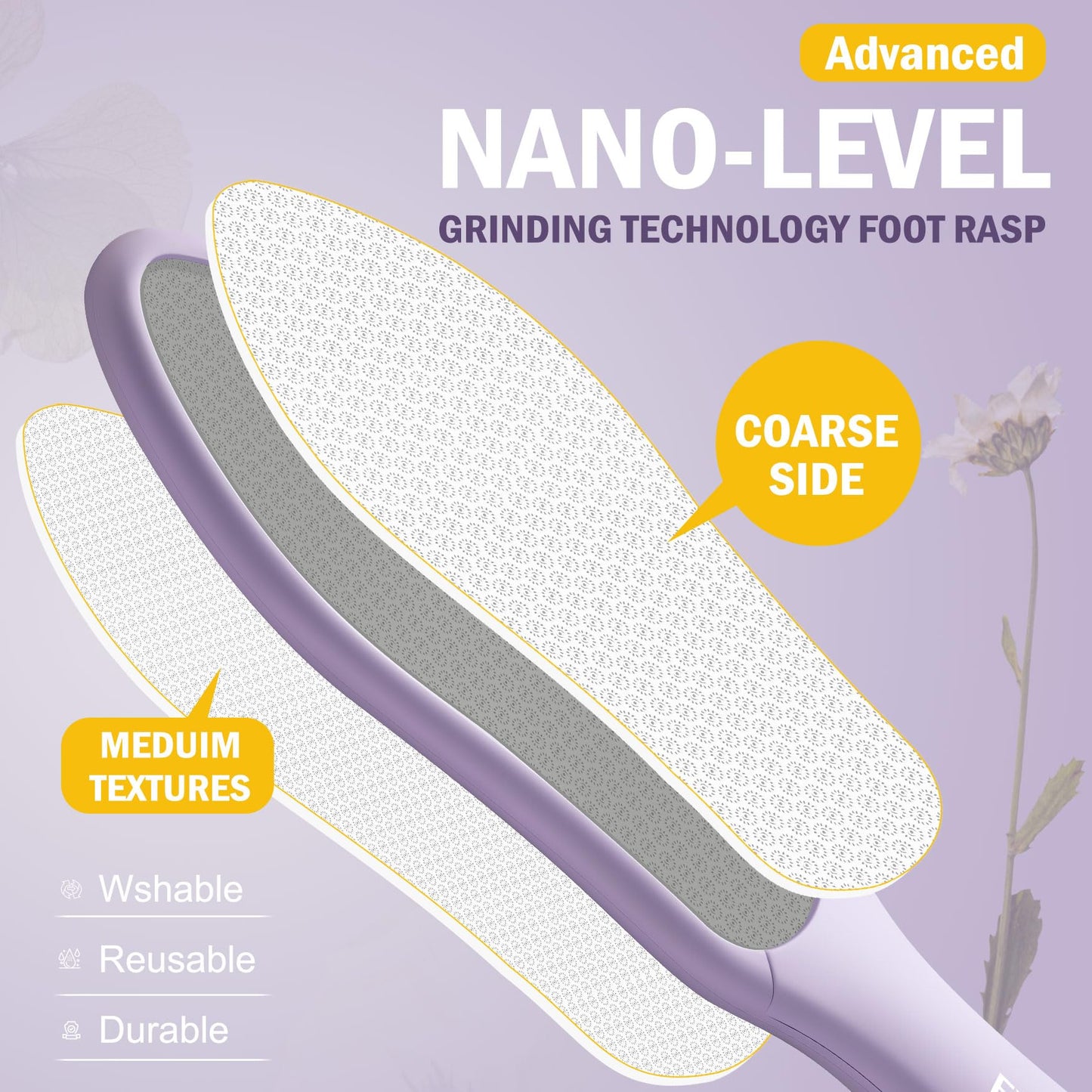 FVION Double-Sided Nano Glass Foot File for Callus Remover - Highly Effective Hard and Dead Skin Remover for Cracked Heels and D