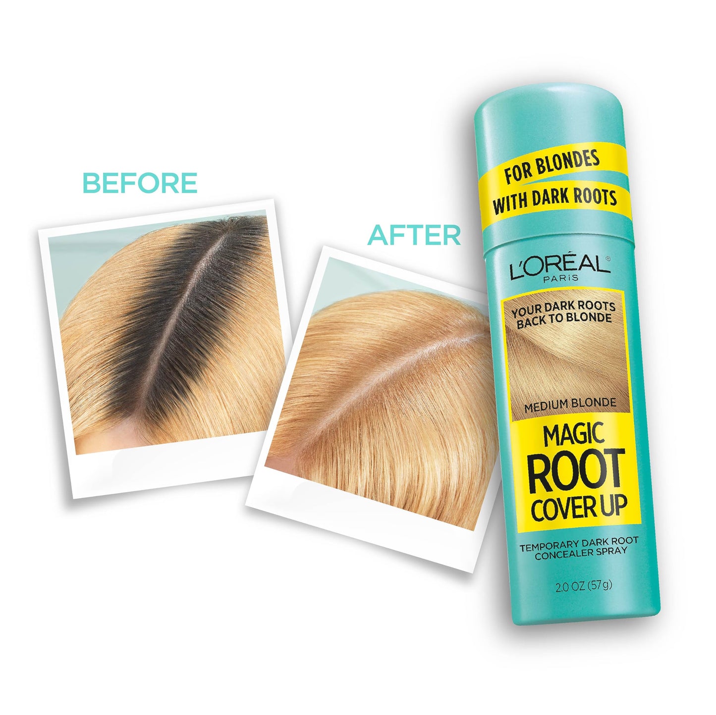 L'Oreal Paris Magic Root Cover Up Concealer Spray for Blondes, Medium Blonde, 2 fl. oz., Ammonia and Peroxide Free, Suitable for