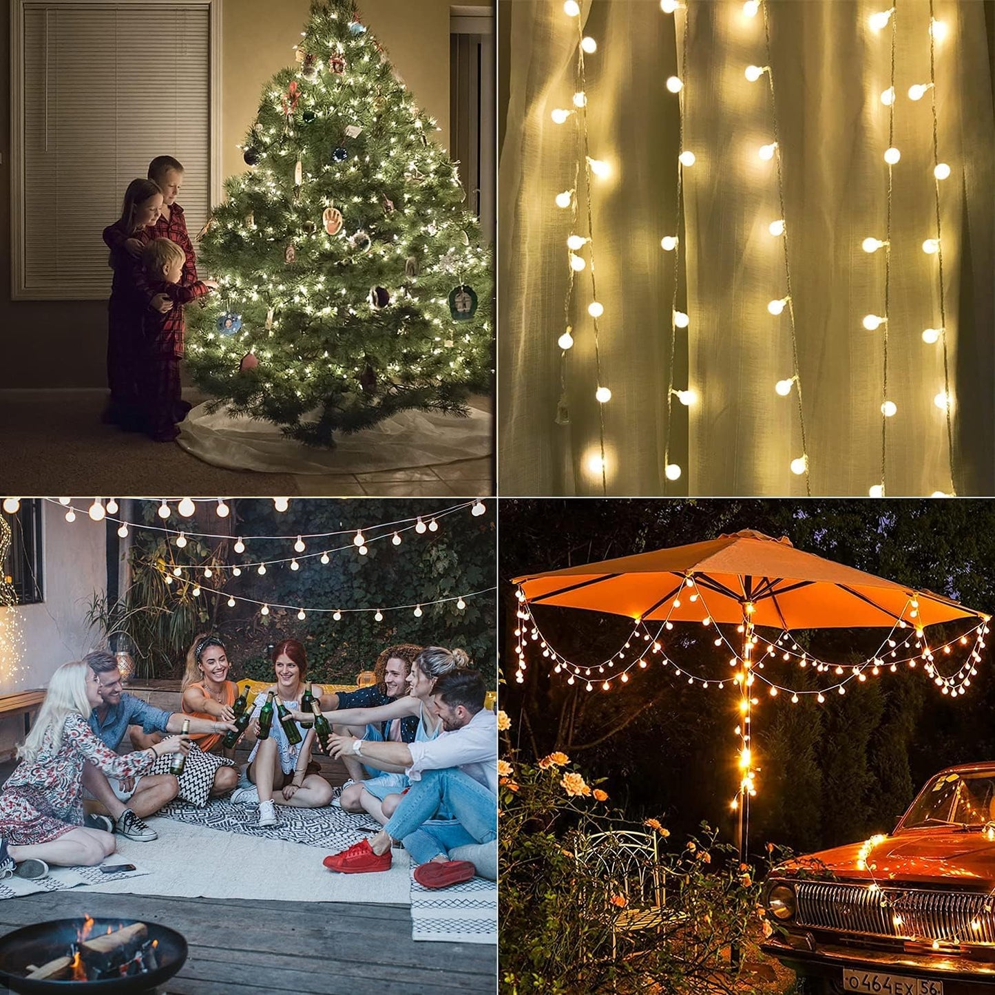 Ghustar Battery Operated Led Globe String Lights, 52Ft 120Leds, Warm White, 8 Modes, Waterproof, Remote For Home & Party Decor